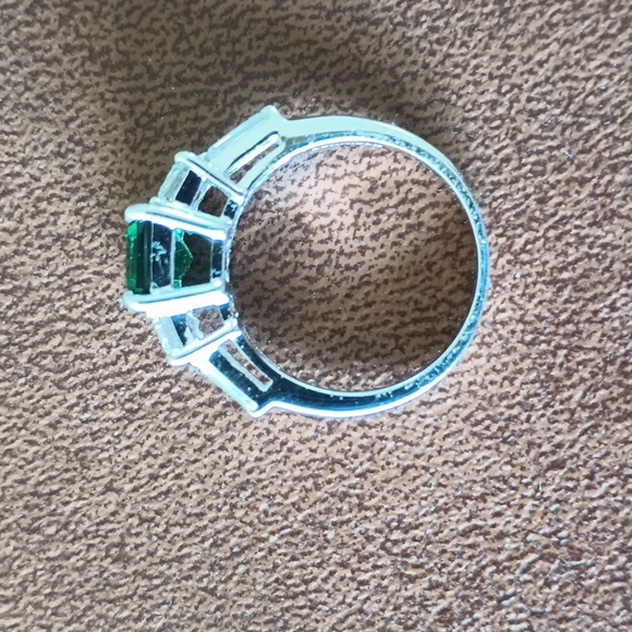 Berricle Simulated Emerald & CZ Ring - Picture 2 of 5